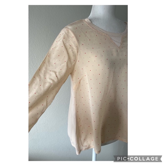 Madewell Top Blouse Womens Medium Peach Polka Dot Silk 3/4 Sleeve Semi-Sheer - Picture 8 of 13